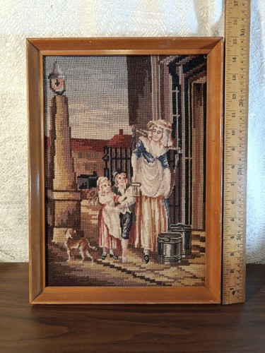 Vintage needlepoint milkmaid - vintage,