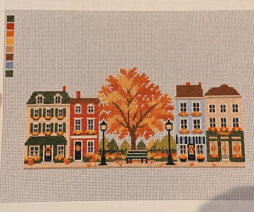 Autumn village needlepoint - autumn,