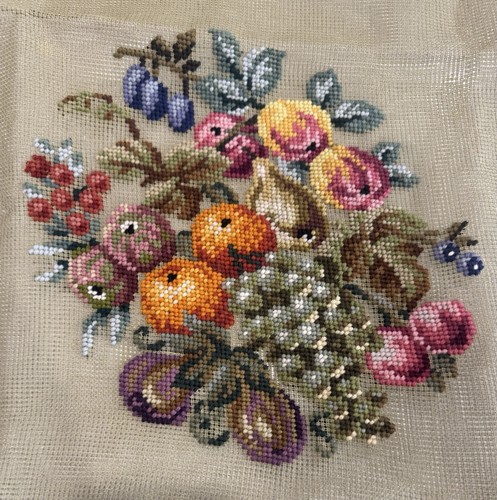Preworked needlepoint canvas - preworked,
