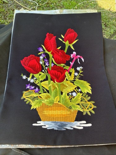 Vintage floral needlepoint - needlepoint, on