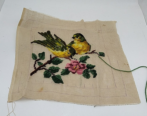 Antique handmade needlepoint - handmade,
