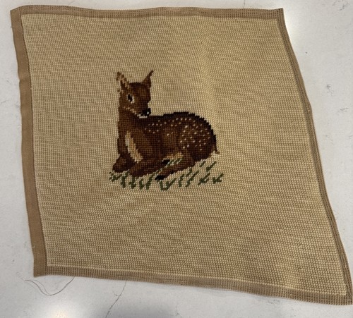 Deer fawn needlepoint - deer, stitched